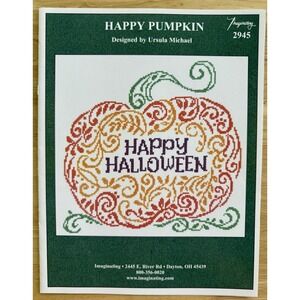 Ursula Michael Counted Cross Stitch‎ Leaflet ~ Happy Pumpkin ~ 2945